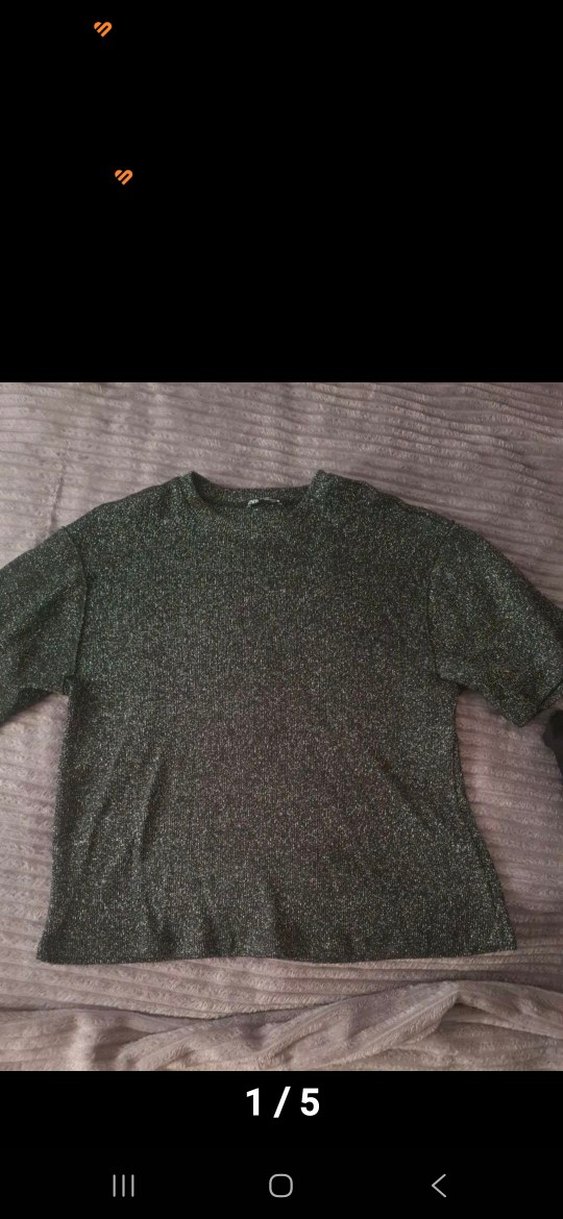 Siyah Kısa Kollu Triko Kadın Tişört ZARA SİMLİ ETİKETİ SÖKÜLDÜ - Görsel 5