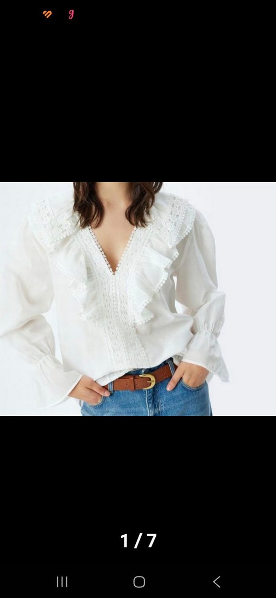 V Yaka Fırfırlı Nakışlı Bohem Kadın Bluz - Görsel 2