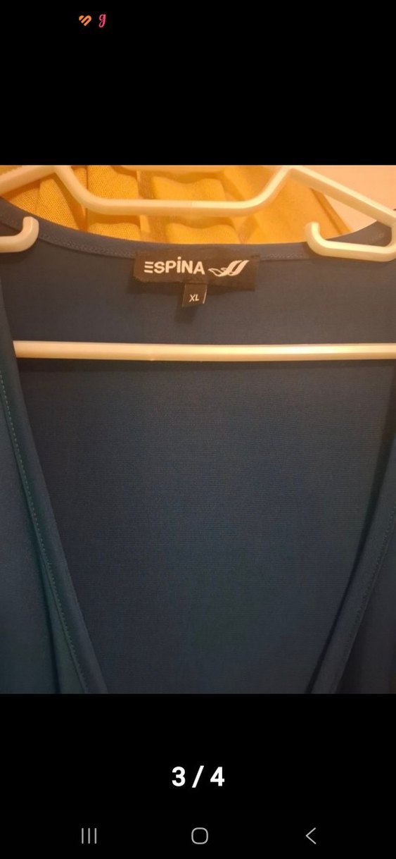 Mavi Drapeli V Yakalı Midi Elbise - Görsel 4