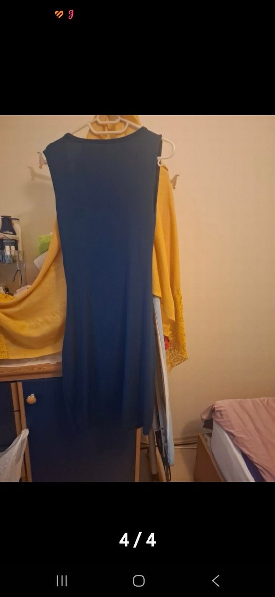 Mavi Drapeli V Yakalı Midi Elbise - Görsel 5