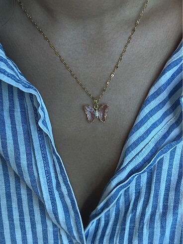 Accessorize pembe gold kelebek