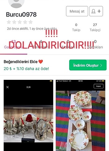 Burcu0978 adlı kullanici DOLANDIRICIDIR