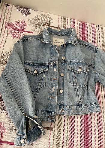 Düğmeli Mavi Kadın Denim Ceket