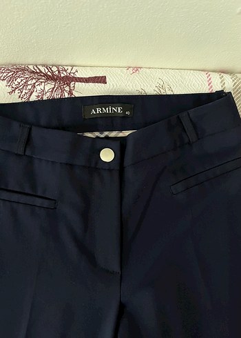 40 Beden Kadın Lacivert Pilili Kumaş Pantolon