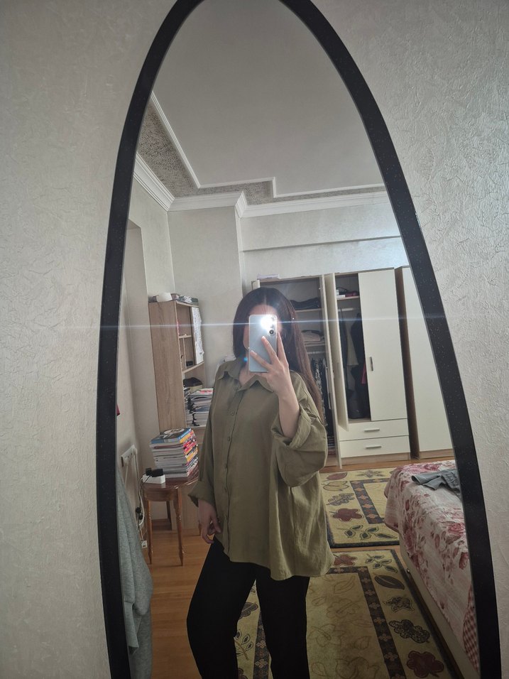 Kadın Keten Gömlek Salaş Kesim - Görsel 3