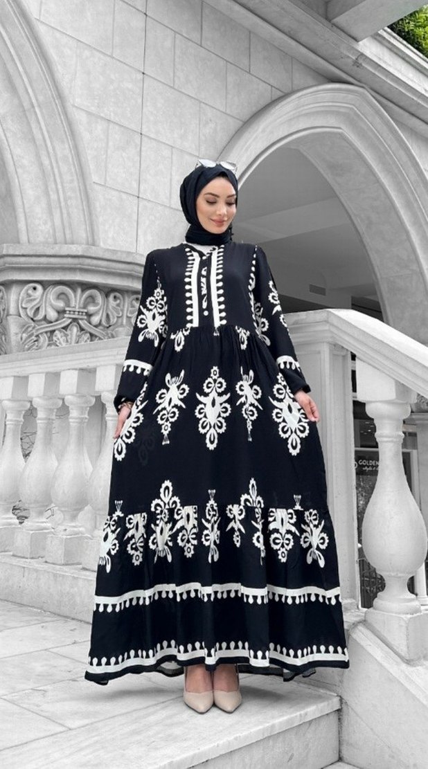 Viskon Tesettür Elbise - Görsel 2