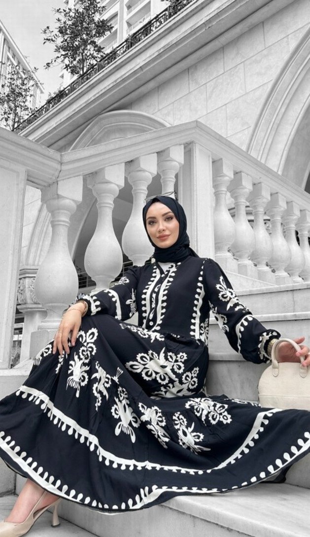 Viskon Tesettür Elbise - Görsel 4