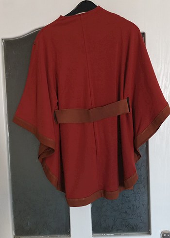 Bordo Süet Kemerli Bohem Kadın Panço - Görsel 6