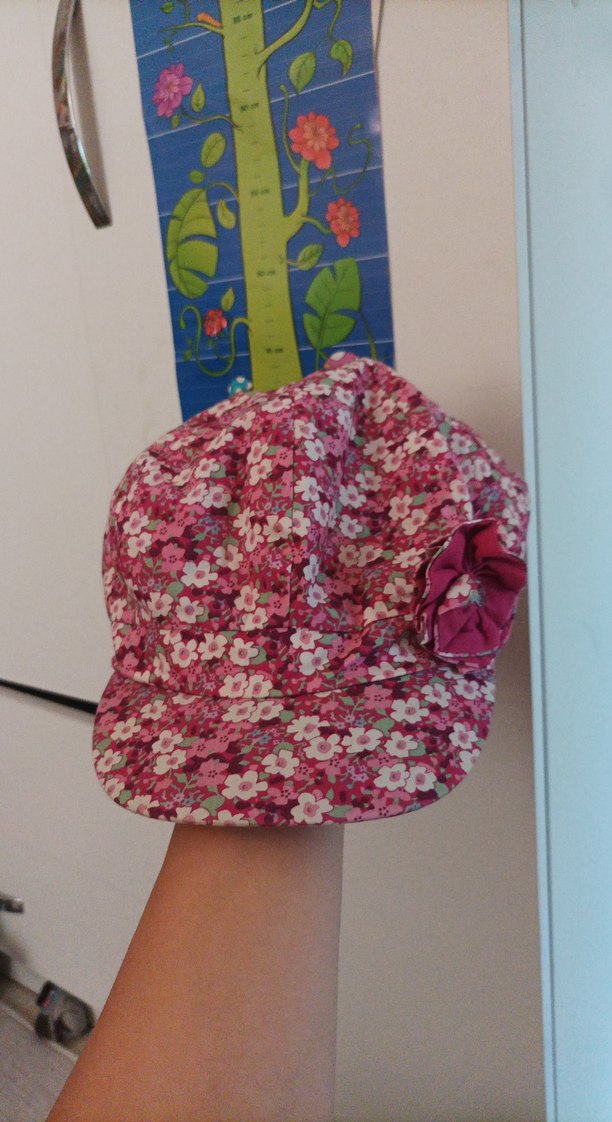 Çiçek Desenli Pembe Şapka - Görsel 4