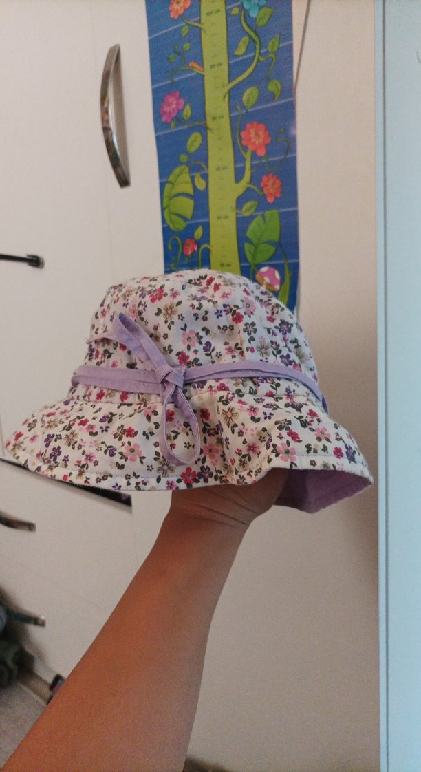 Mor Çiçek Desenli Çocuk Şapkası - Görsel 2