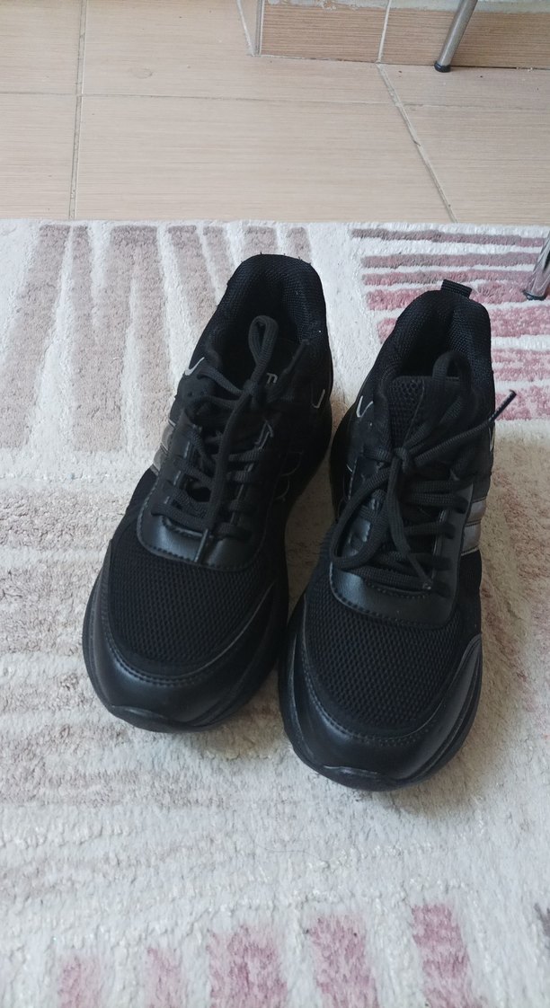 Siyah simli çocuk yada kadın Spor ayakkabı - Görsel 3