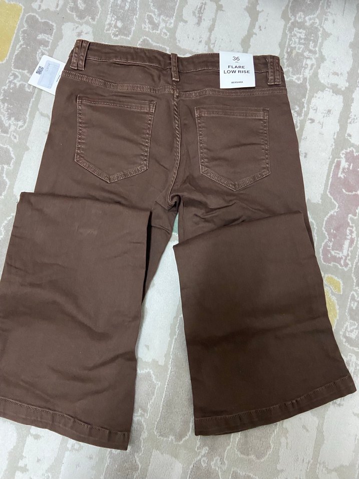 Bershka düşük bel kahverengi pantolon - Görsel 3