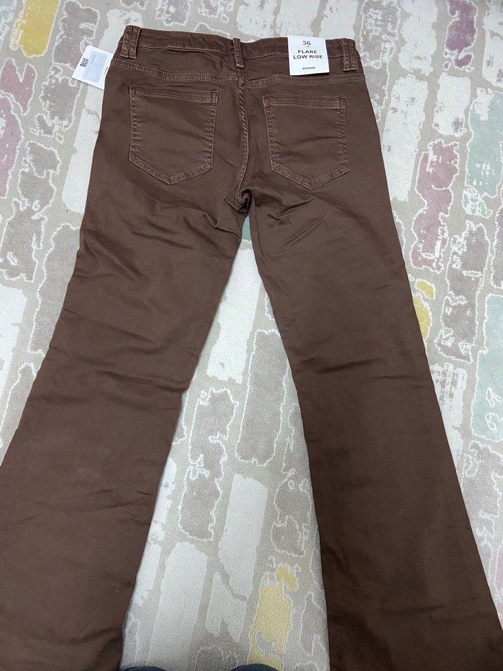 Bershka düşük bel kahverengi pantolon - Görsel 2