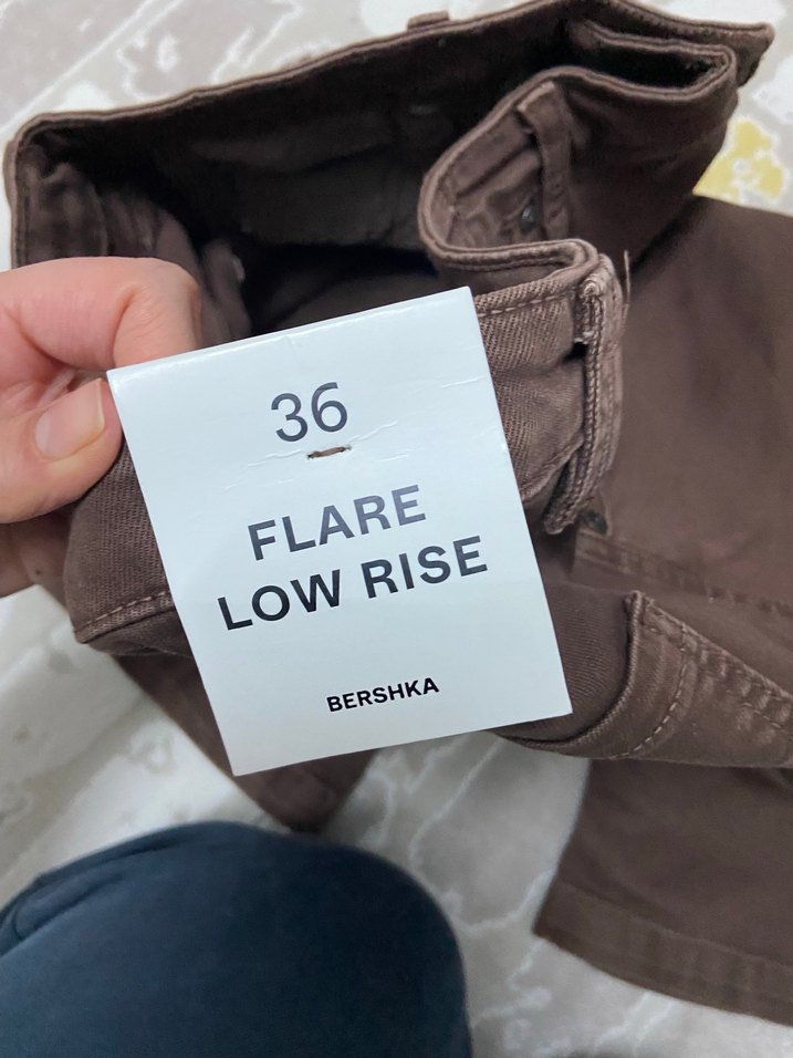 Bershka düşük bel kahverengi pantolon - Görsel 4