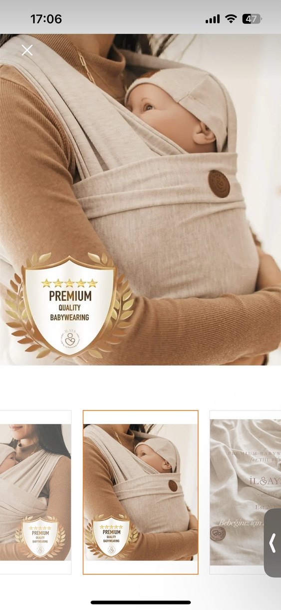 Bej Premium Pamuklu Bebek Slingi - Görsel 2