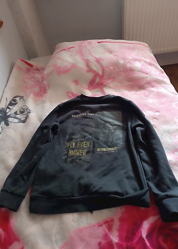 Erkek Çocuk Gri Baskılı Bol Kesim Sweatshirt - Görsel 2