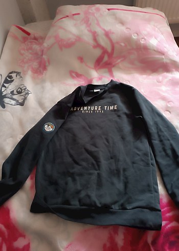 Erkek Çocuk Gri Baskılı Bol Kesim Sweatshirt - Görsel 3