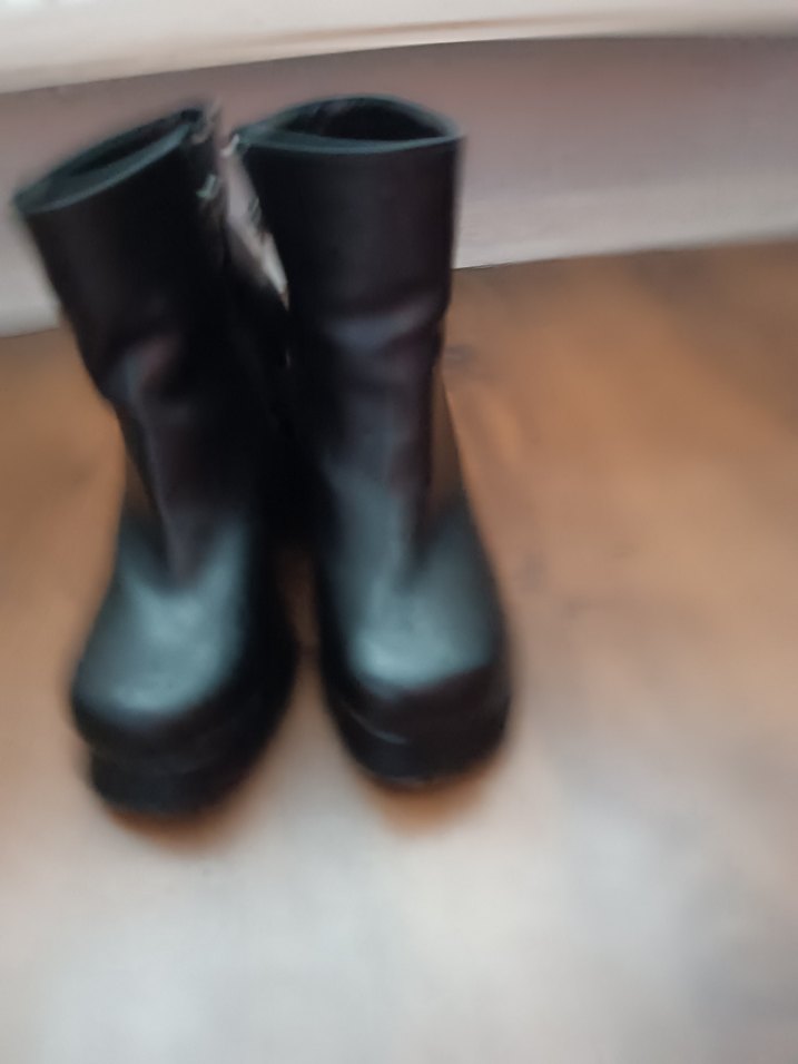 Siyah Deri Platform Topuklu Gotik Kadın Bot - Görsel 4