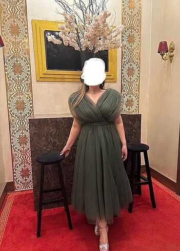 40 Beden Tuğçe Özkurt design yeşil helen model Midi boy abiye