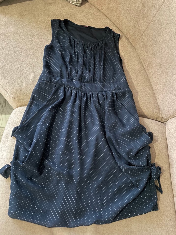 Lacivert Drapeli  Midi Elbise - Görsel 3