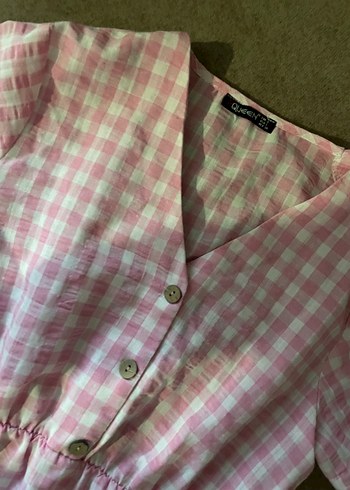 Zara Pembe Düğmeli Midi Ekose Elbise kadın