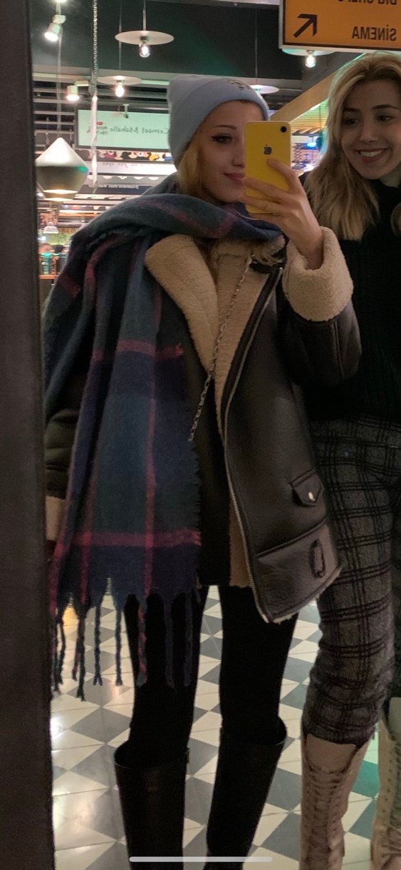 Kürklü Siyah Deri Kadın Ceket stradivarius biker mont - Görsel 4