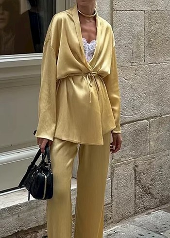 Zara altın rengi kadın kimono - Görsel 2