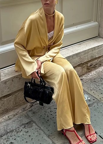 Zara altın rengi kadın kimono - Görsel 3