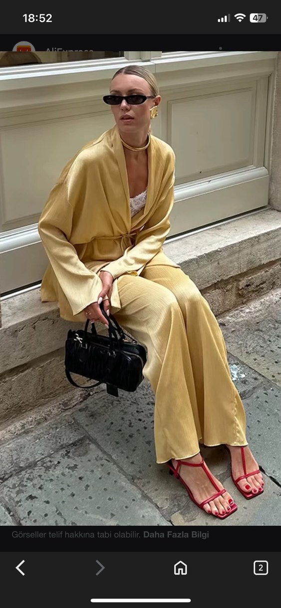 Zara altın rengi kadın kimono - Görsel 3