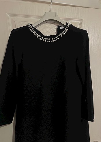 Klasik Siyah Uzun Kollu Elbise - Görsel 4