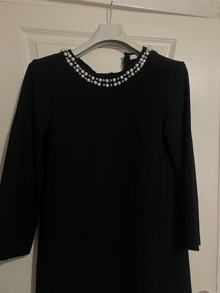 Klasik Siyah Uzun Kollu Elbise - Görsel 4