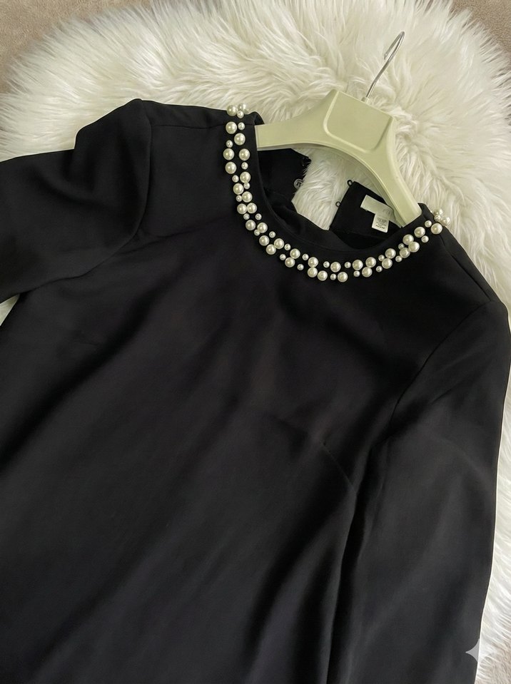 Klasik Siyah Uzun Kollu Elbise - Görsel 3