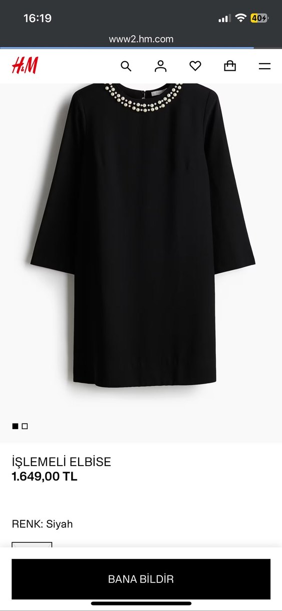 Klasik Siyah Uzun Kollu Elbise - Görsel 2