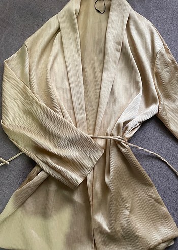 Bej Saten Midi Kadın Kimono Zara viral - Görsel 2