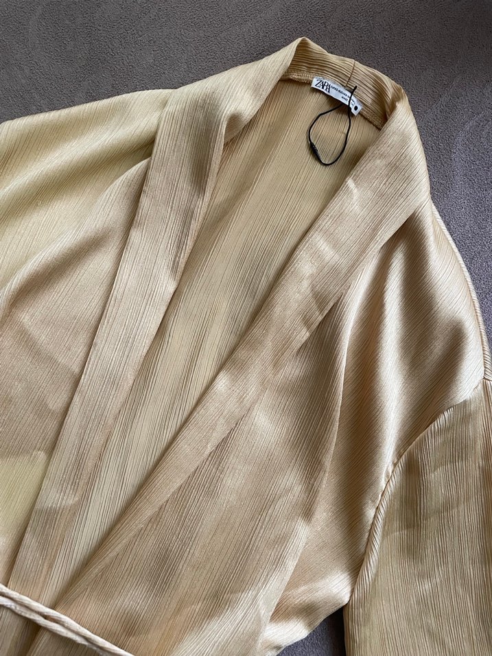 Bej Saten Midi Kadın Kimono Zara viral - Görsel 4