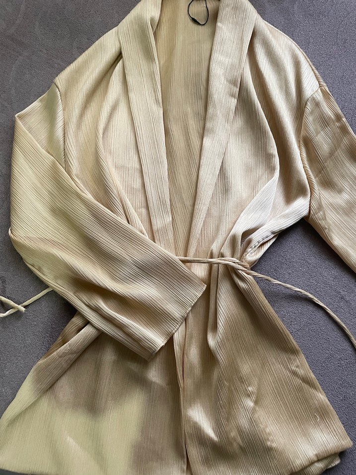 Bej Saten Midi Kadın Kimono Zara viral - Görsel 2