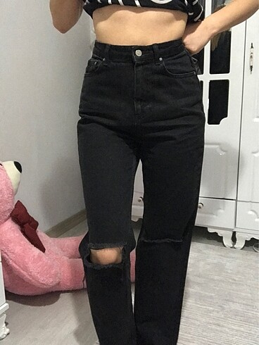Trendyolmilla diz detaylı wide lige jean