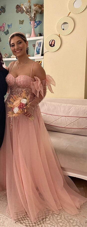 Nişanlık pembe abiye