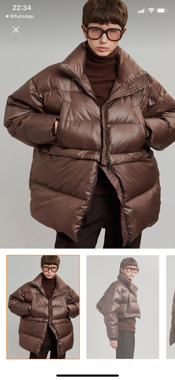 Kahverengi kıslatılabilir oversize şişme mont - Görsel 2