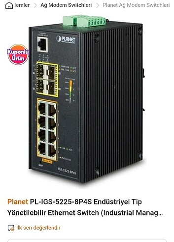 Diğer Planet Endüstriyel Tip Yönetilebilir Ethernet Sw