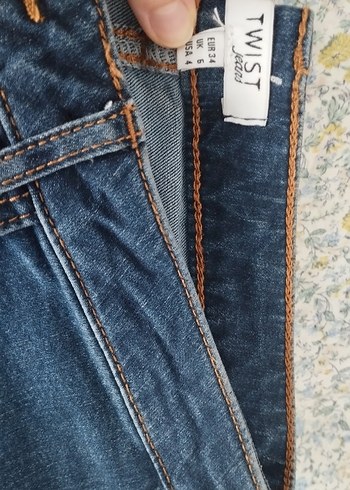 xs Beden lacivert Renk Twist Düşük Bel İspanyol Paça Pantolon