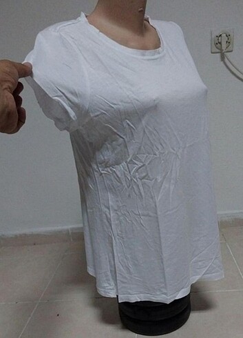 Bayan Kısa Kollu Düz Beyaz T Shirt