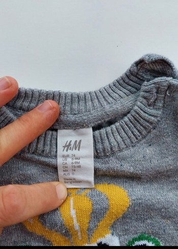 Gri Erkek Çocuk Triko Kazak Kurbağa Desenli - Görsel 3