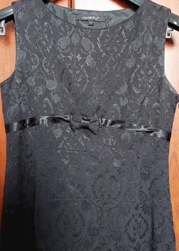 Siyah Dantel gorunumlu Vintage Midi Elbise - Görsel 2