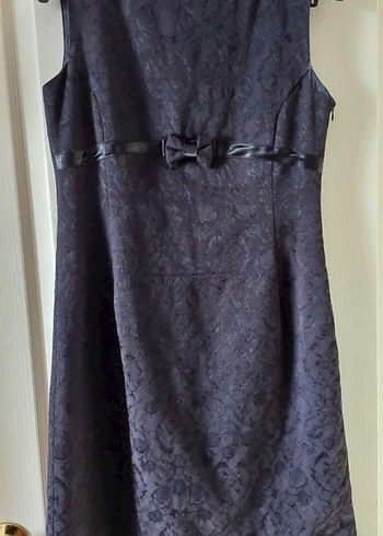 Siyah Dantel gorunumlu Vintage Midi Elbise - Görsel 4