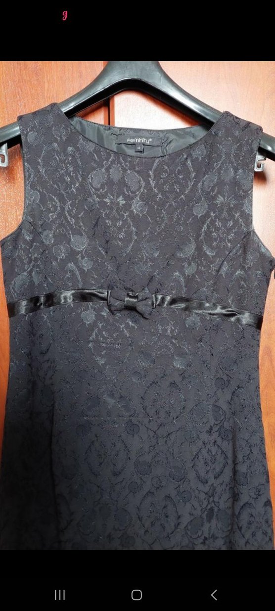 Siyah Dantel gorunumlu Vintage Midi Elbise - Görsel 2