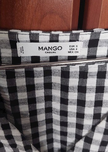 Mango düğmeli V Yakalı Kareli Midi Elbise - Görsel 2