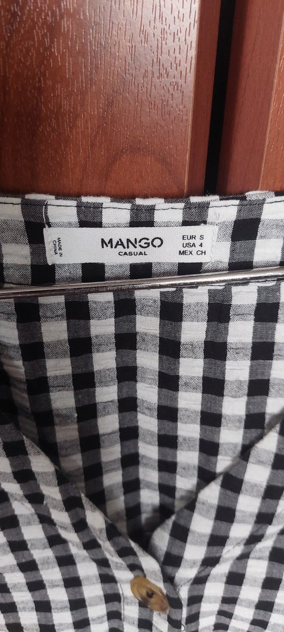 Mango düğmeli V Yakalı Kareli Midi Elbise - Görsel 2