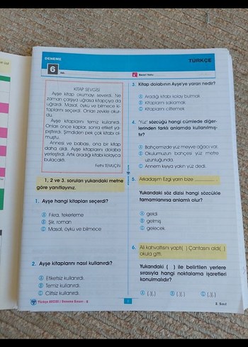 2. Sınıf Deneme Kitabı 30'lu Çarşaf Çarşaf - Görsel 2