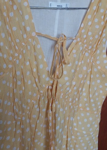 H&M Sarı Puantiyeli Kolsuz Elbise - Görsel 3